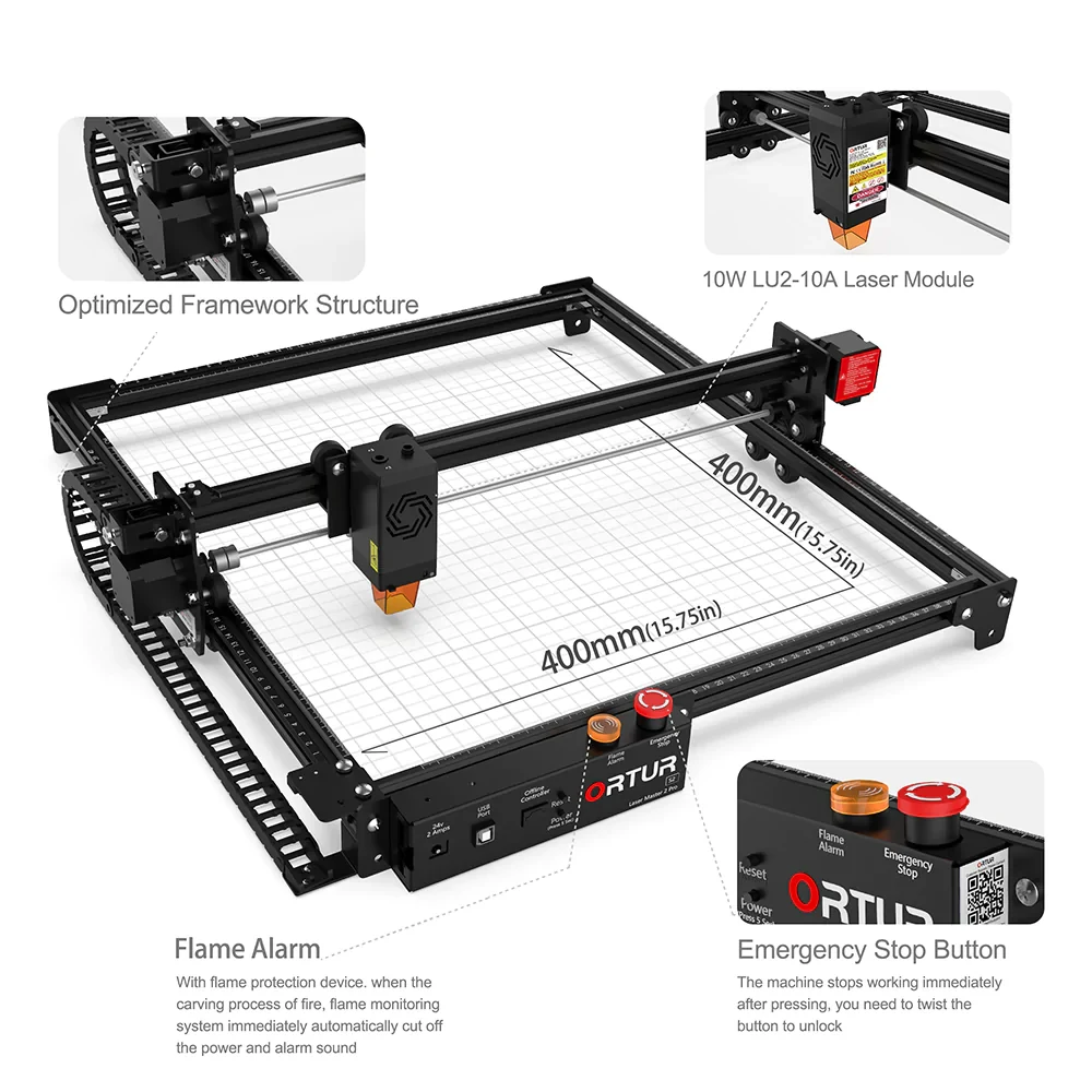 15000mm/min Ortur Laser Master 2 PRO S2  5.5W 10W CNC Laser Printer Wood Engraver Cutter Engraving Cutting Machine DIY Tool