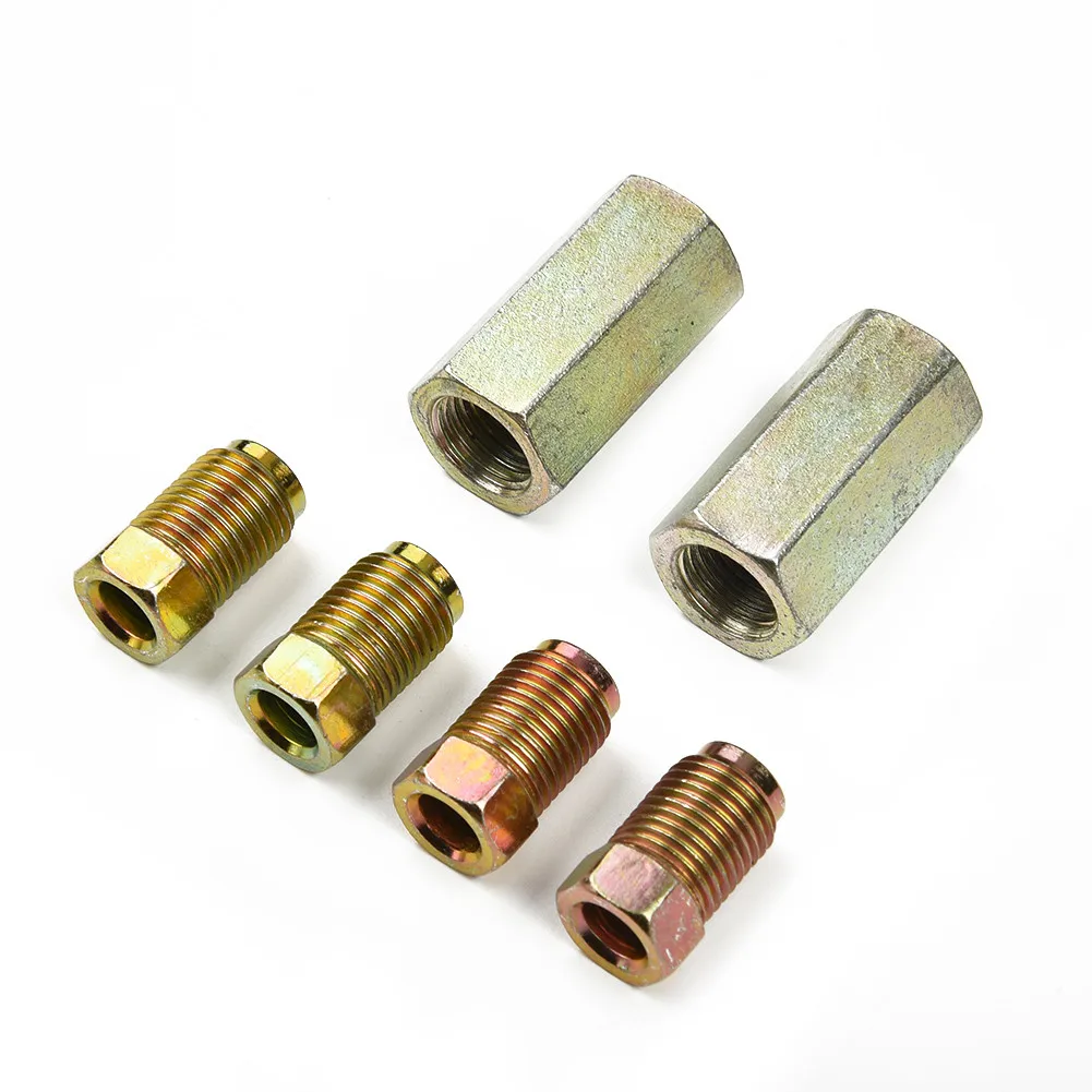 Brake Pipe Fittings - Brand New, High Quality, 10mm X 1mm Pitch, 3/16” Brake Pipe, 2 Pcs Female Connectors, 4 Pcs Male Nuts