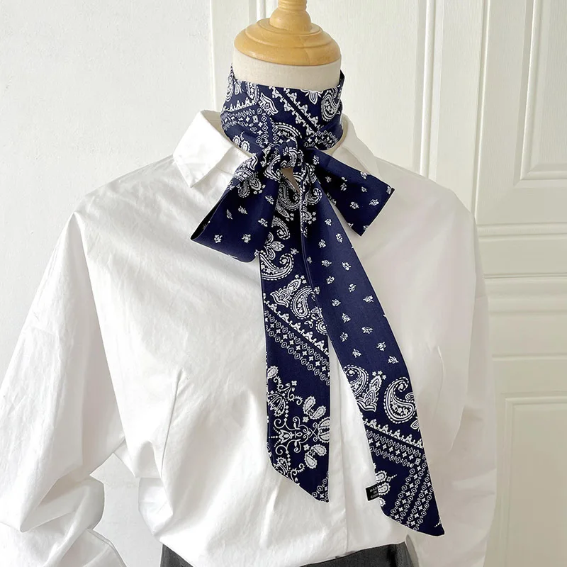 Skinny Long Scarf Paisley Multicolor Polyester  Wide Versatile Hair Tie Bag Wrap Headband Summer Essential Daily