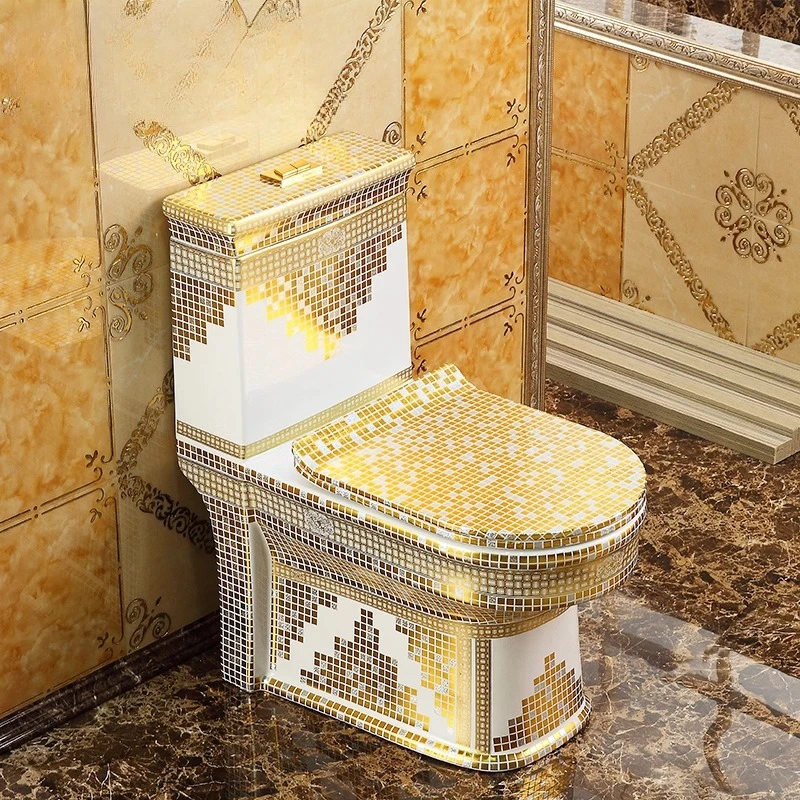 Household flushing golden toilet ceramic super swirl toilet small apartment deodorant color
