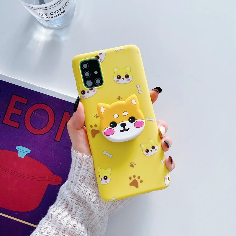 3D Cute Cartoon Phone Holder Case For Samsung Galaxy A32 A52 A72 A53 A73 A33 4G 5G A52s Cute Silicone Avocado Stand Grip Cover