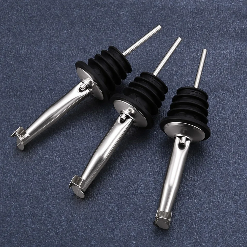 2 PCS Stainless Steel Oil Spout Pourer Flip Lid Silver Liquor Pourer Spout Convenient Auto Dust Cover Bottle Spout Dispenser