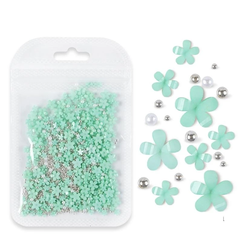 652C 3D Acrylic Colorful Flower Art Decals Charms for Rhinestone with Beads for Women Girls Decorations