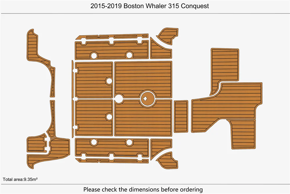 Eva foam Fuax teak seadek marine floor For 2015-2019 Boston Whaler 315 Conquest Cockpit Swim platform 1/4