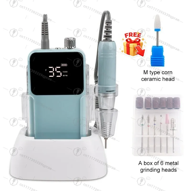 Professional 35000RPM Electric Portable Nail Drill Machine Rechargeable Low Noise Nail Sander File for Manicure Salon Tool