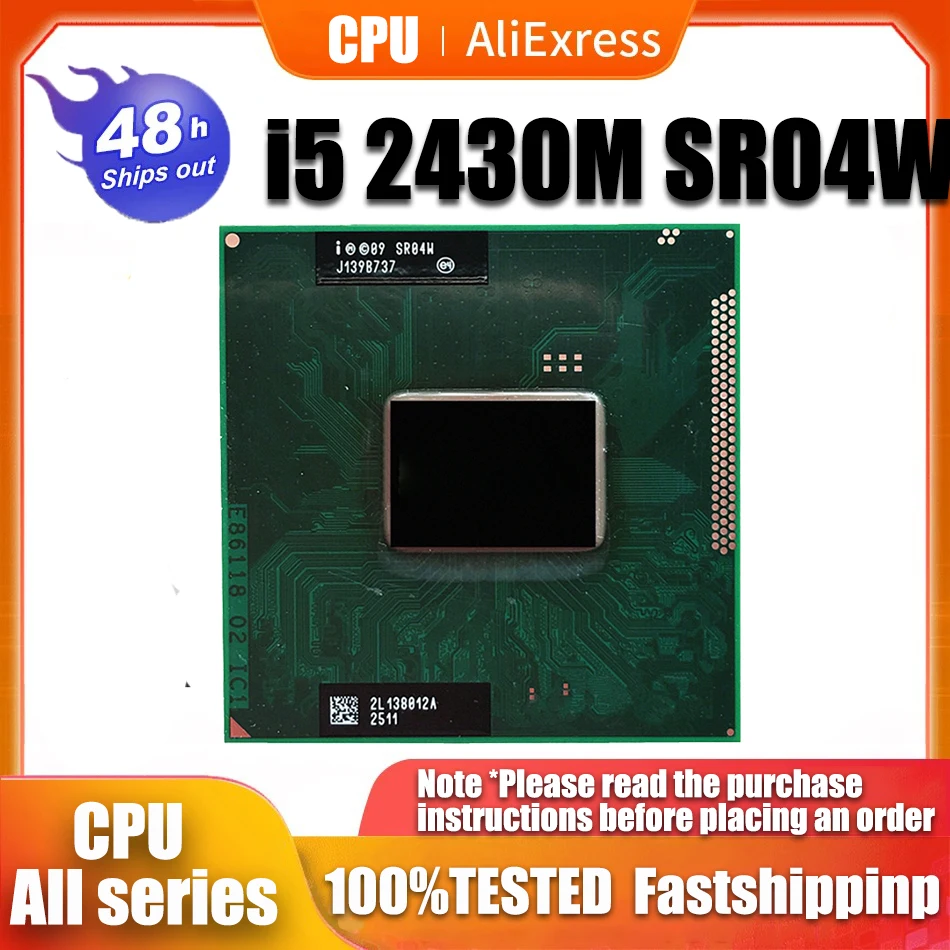 latop Core i5 2430M SR04W Mobile cpu processor I5-2430M 2.4GHz L3 3M dual core Socket G2 / rPGA988B scrattered pieces