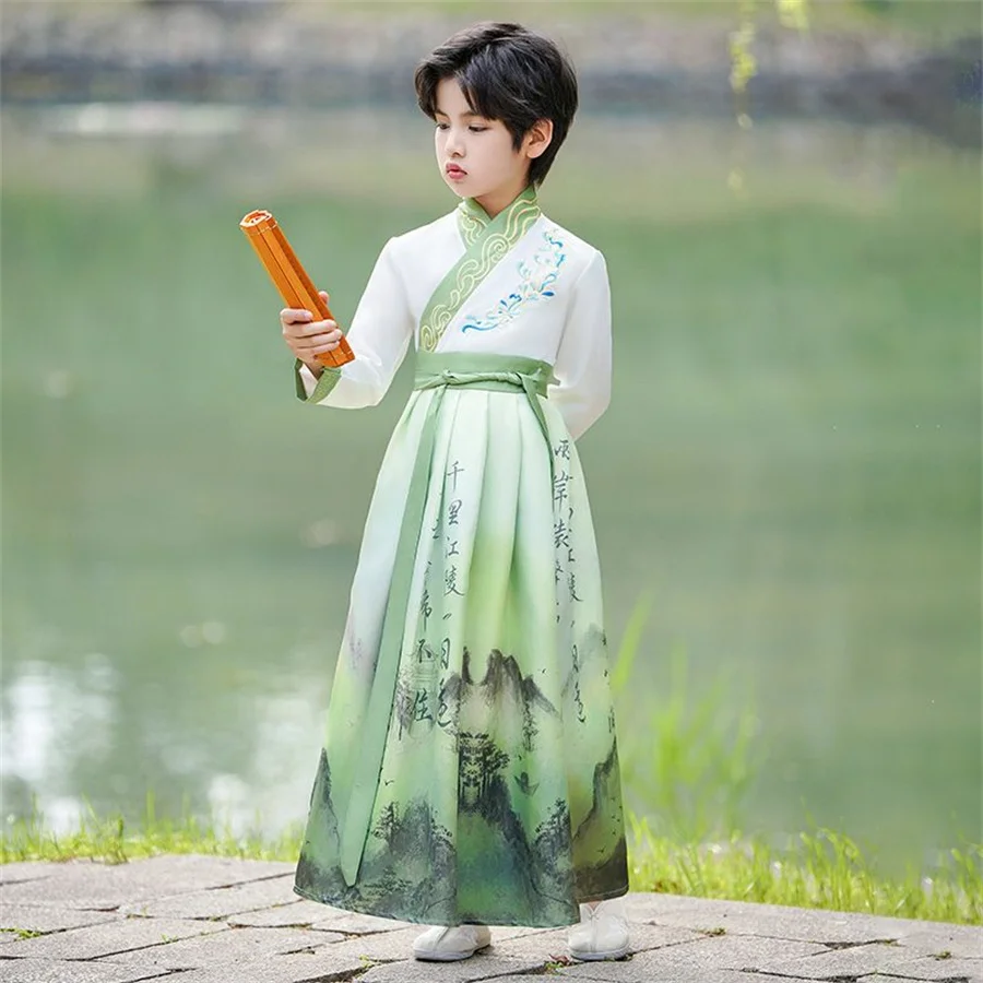 Hanfu Boys Girl Traditional Chinese Dress School Clothes Style Ancient Children's Performance Students Red Modern Hanfu Kids