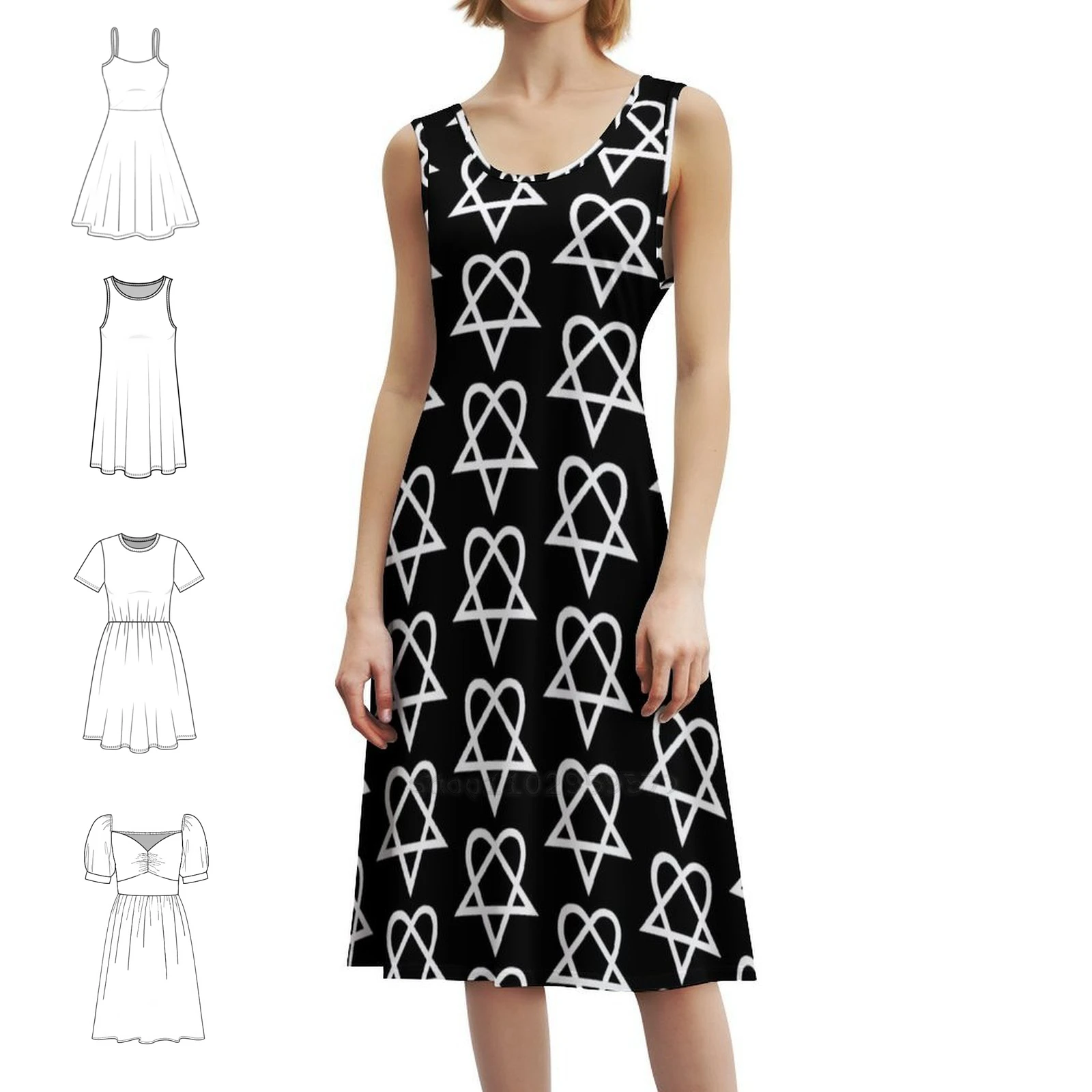 

Heartagram-белое мини-платье в консервативном стиле для женщин, свободное повседневное повседневное платье трапециевидной формы, Heartagram Heart Bam Margera Skater Him