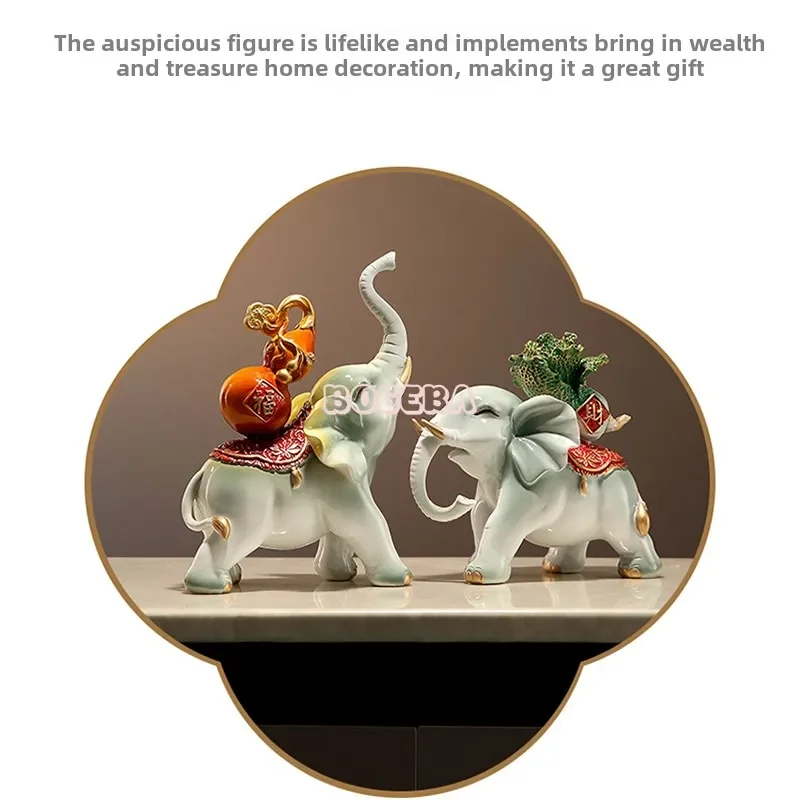 

New Chinese style elephant statue living room office desktop and foyer art decoration attracting wealth and bringing blessings