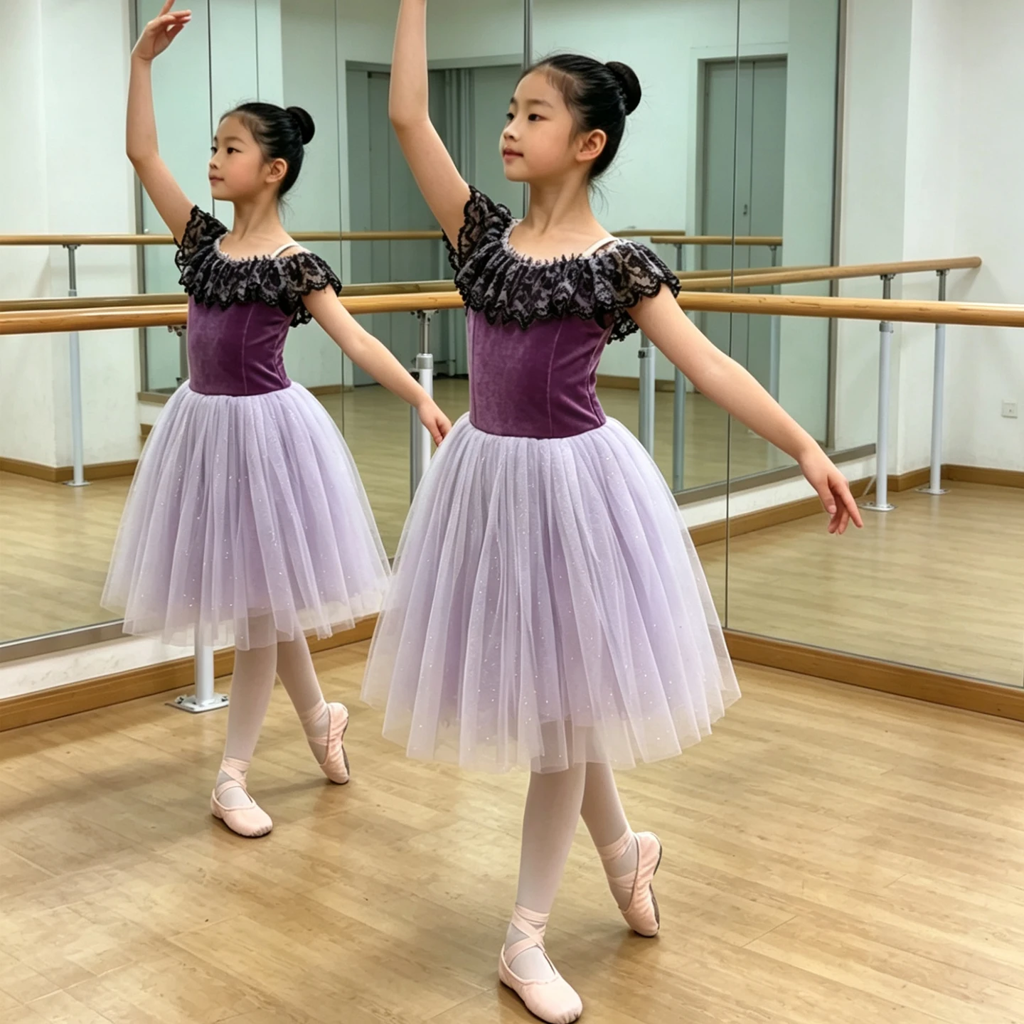 Children's Ballet Skirt Performance Clothing Purple Ballet Tutu Dress Competition Special Dance Long Gauze Skirt Adult Women