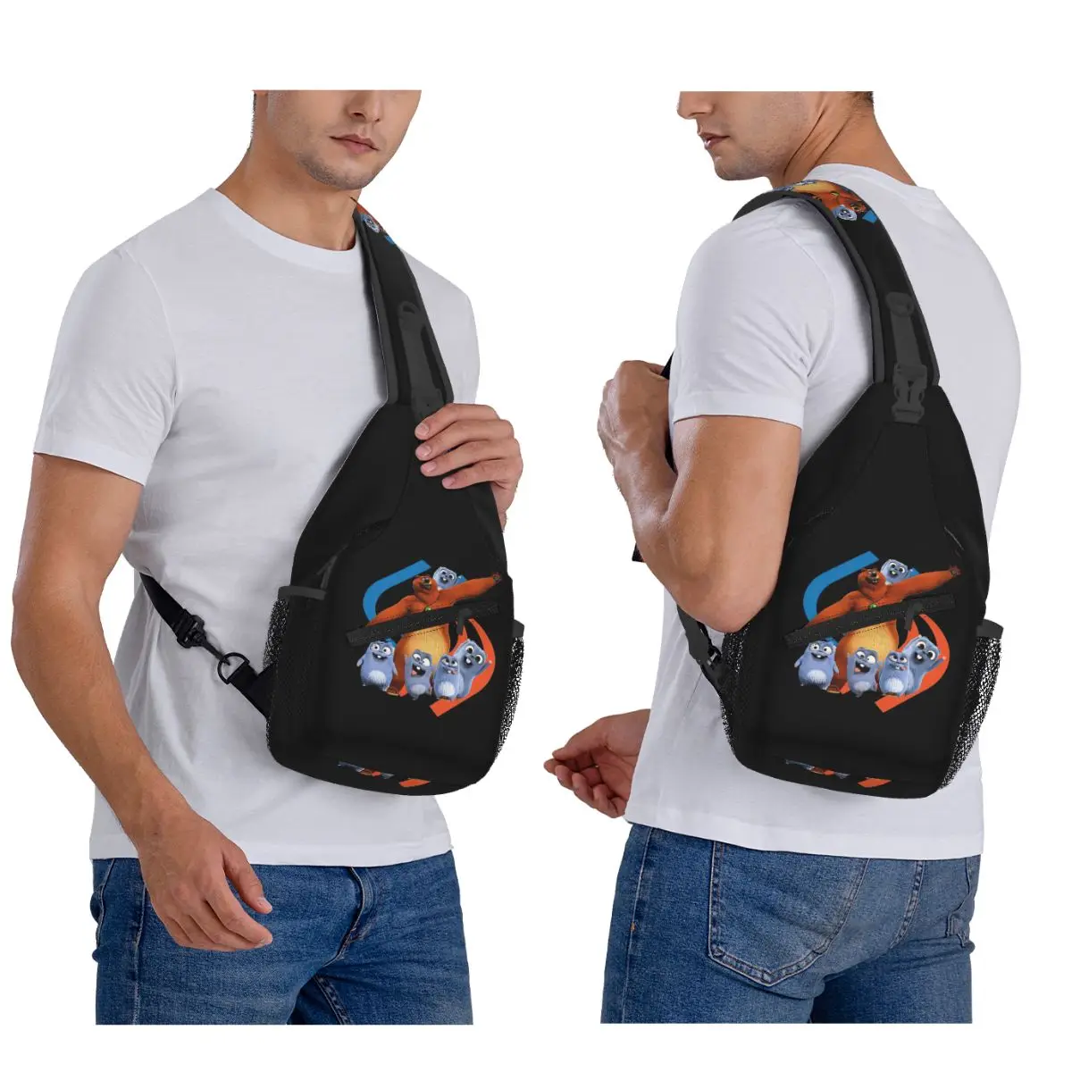 

Bear And Lemmings, Toddler Crew Neck Chest Bag Men Sling Crossbody Backpack Chest Bag Travel Hiking Daypack Shoulder Bag