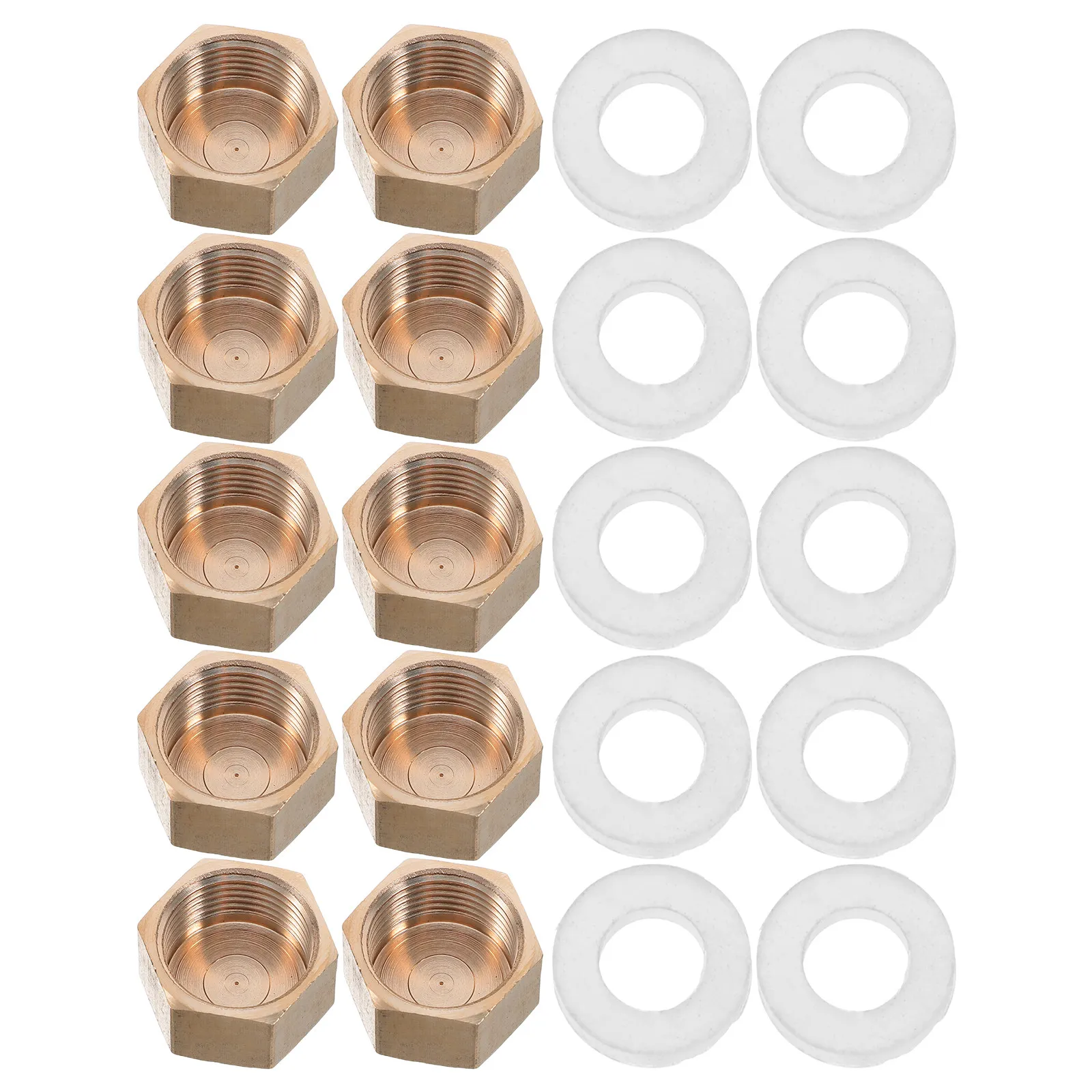 10 Pcs Compression Pipe Cap Brass Threaded Fittings Socket Plug Copper End Caps