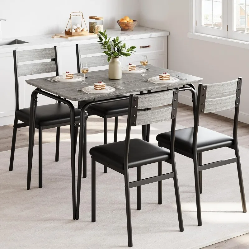 

Small Table and Chairs Set of 4, Square Dinette Set for 4, Dinner Table Set, 5 Piece Kitchen & Dining Room Sets