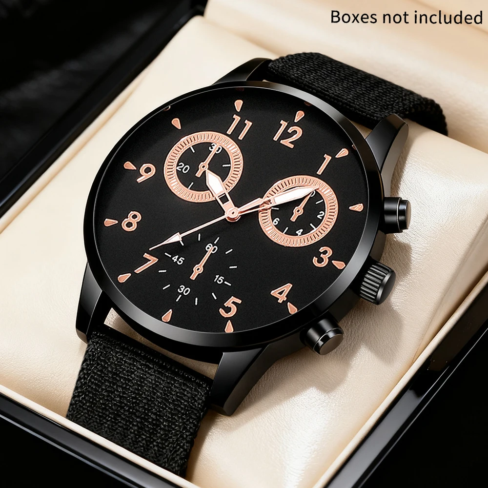 1pc Men's New Watch Canvas Strap Handsome Surface Best Choice for Festival Gifts