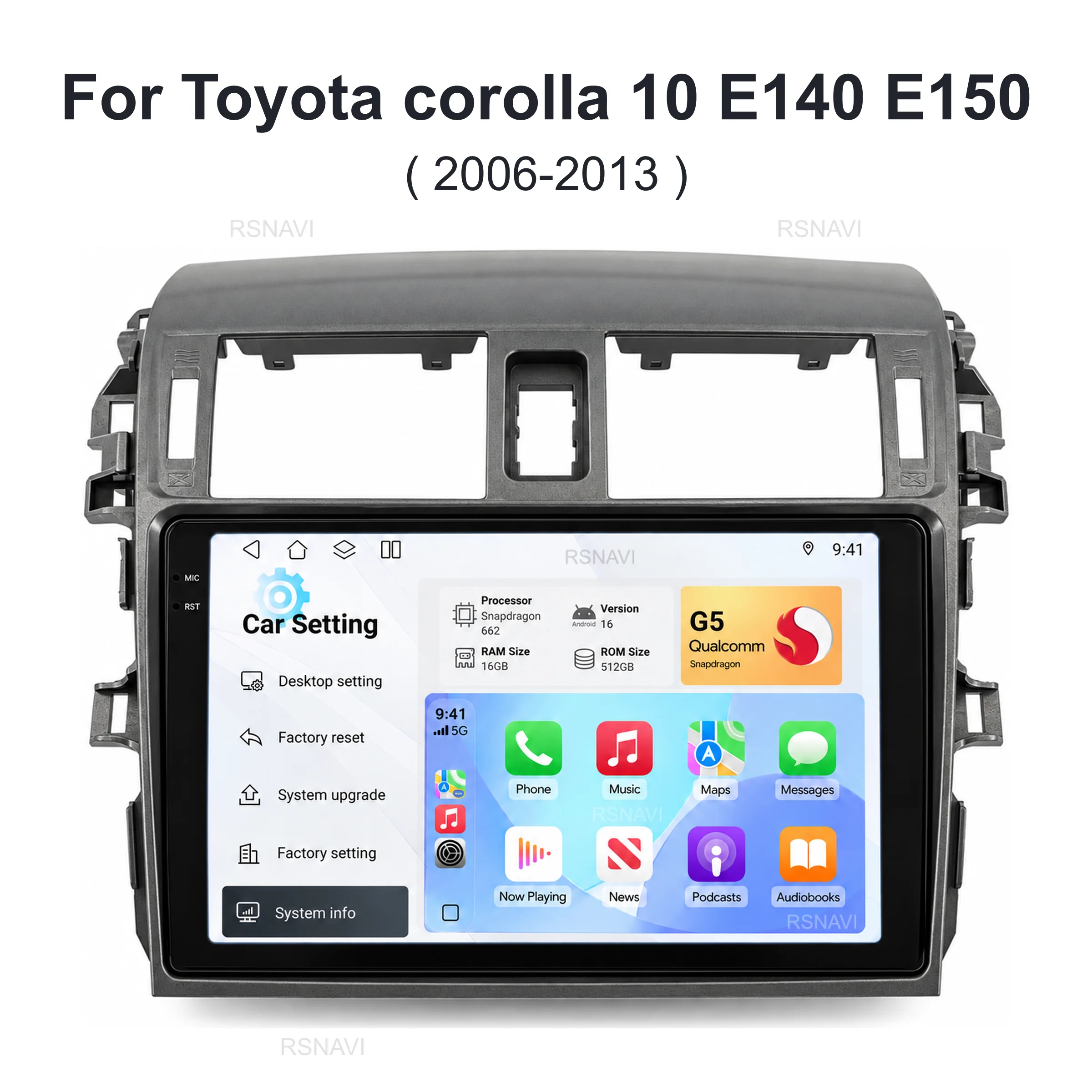 Android 16 Car Stereo CarPlay for Toyota Corolla E140 E150 2009 2010 2011 2012 2013 Stereo Car Radio Multimedia Video Player GPS