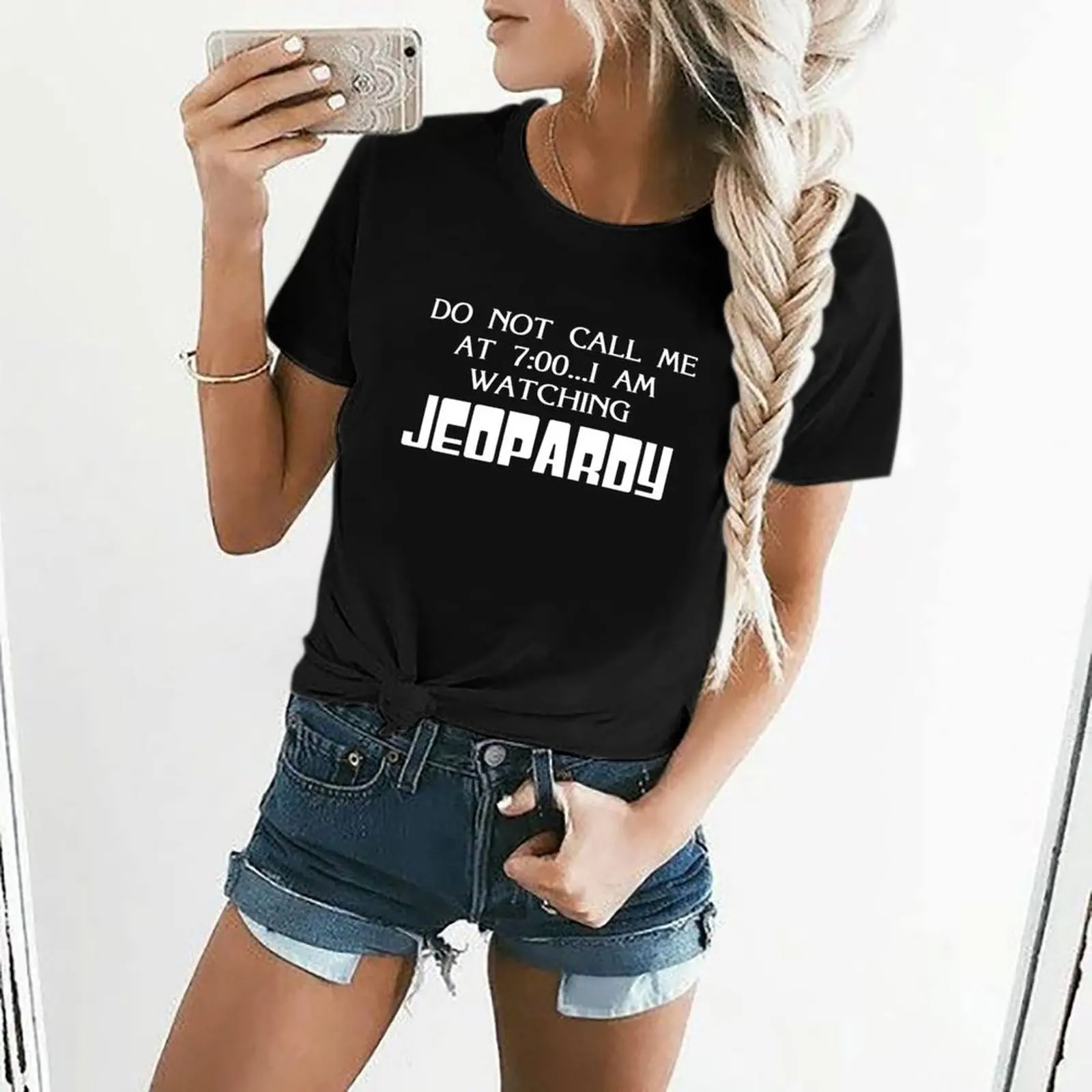 Jeopardy 7:00 T-Shirt korean fashion summer top tops Women