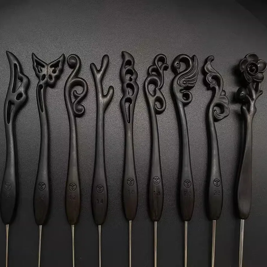 

Old Fine Throwing Needle Jinlan Crochet Ebony Hairpin Fine Throwing Crochet Hand Knitting Tool, Micro Hook