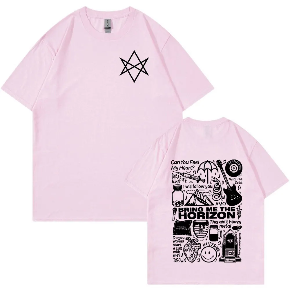 BMTH BringMe TheHorizon Metal Band Merch T-shirt Men Women Vintage Hip Hop Oversized T Shirt Cotton Casual Short Sleeve T-shirts