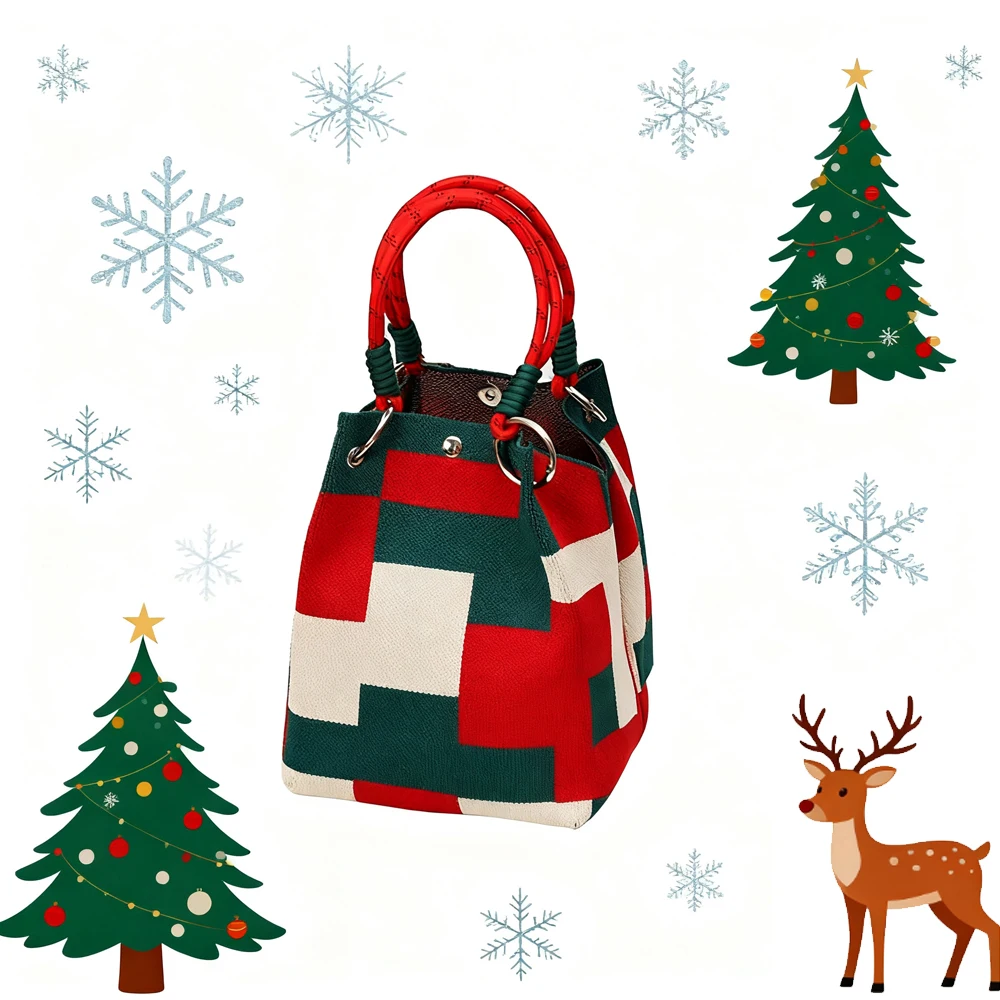 

Женская клетчатая большая сумка, винтажная вязаная сумка большой вместимости с цветочным принтом, открытая застежка, подходит для повседневных путешествий