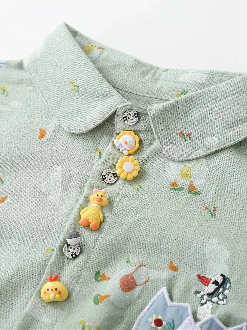 楽しい漫画プリント柄の長袖Tシャツ、女性用、春・秋の新作、森系、カレッジ風、万能なベーストップ