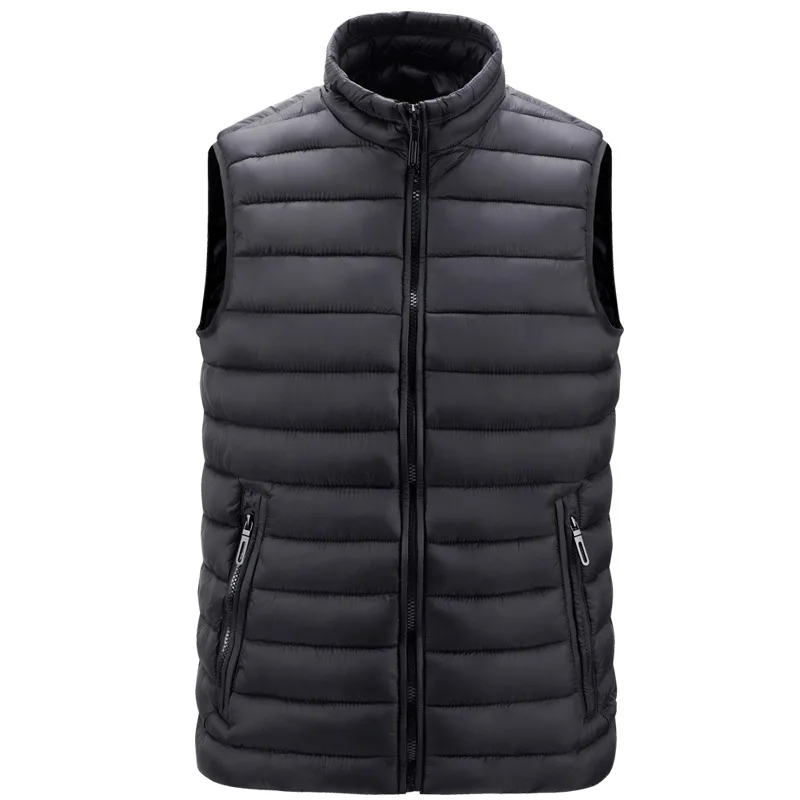 Men's Winter Autumn Coat Cotton Jacket Vest Zipper Lines Pockets Solid Color Thickened Warm Solid Color Comfortable Versatile