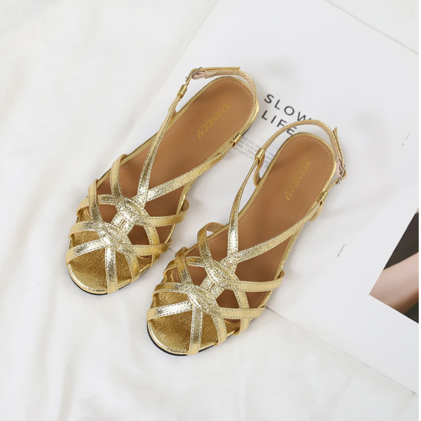 

Women Sandals Narrow Band Cross Strap Hollow Summer Footwear Casual Flat Open Toe Slingback Beach Gladiator Sandalias big size
