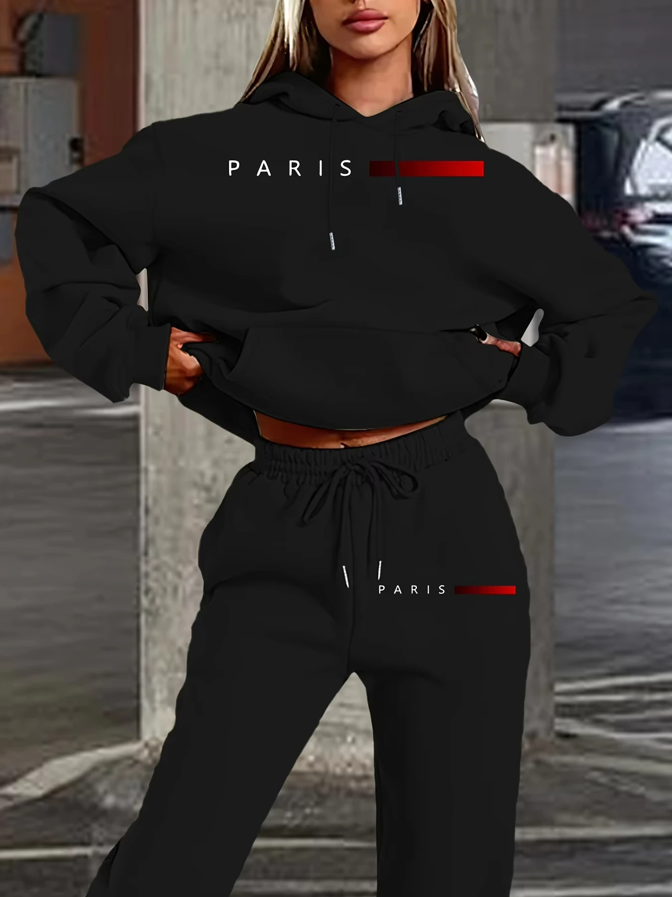 

women Hoodies+sweatpant set Hip Hop Street Casual Printed Hoodie Oversize Loose New Sweatshirts Autumn Warm Fleece Clothing