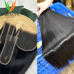 Mechones rectos de hueso doble dibujado vietnamita 16A con cierre de encaje mechones de pelo crudo cabello crudo 16 18 20 pulgadas encaje 5X5 13X4 2X6