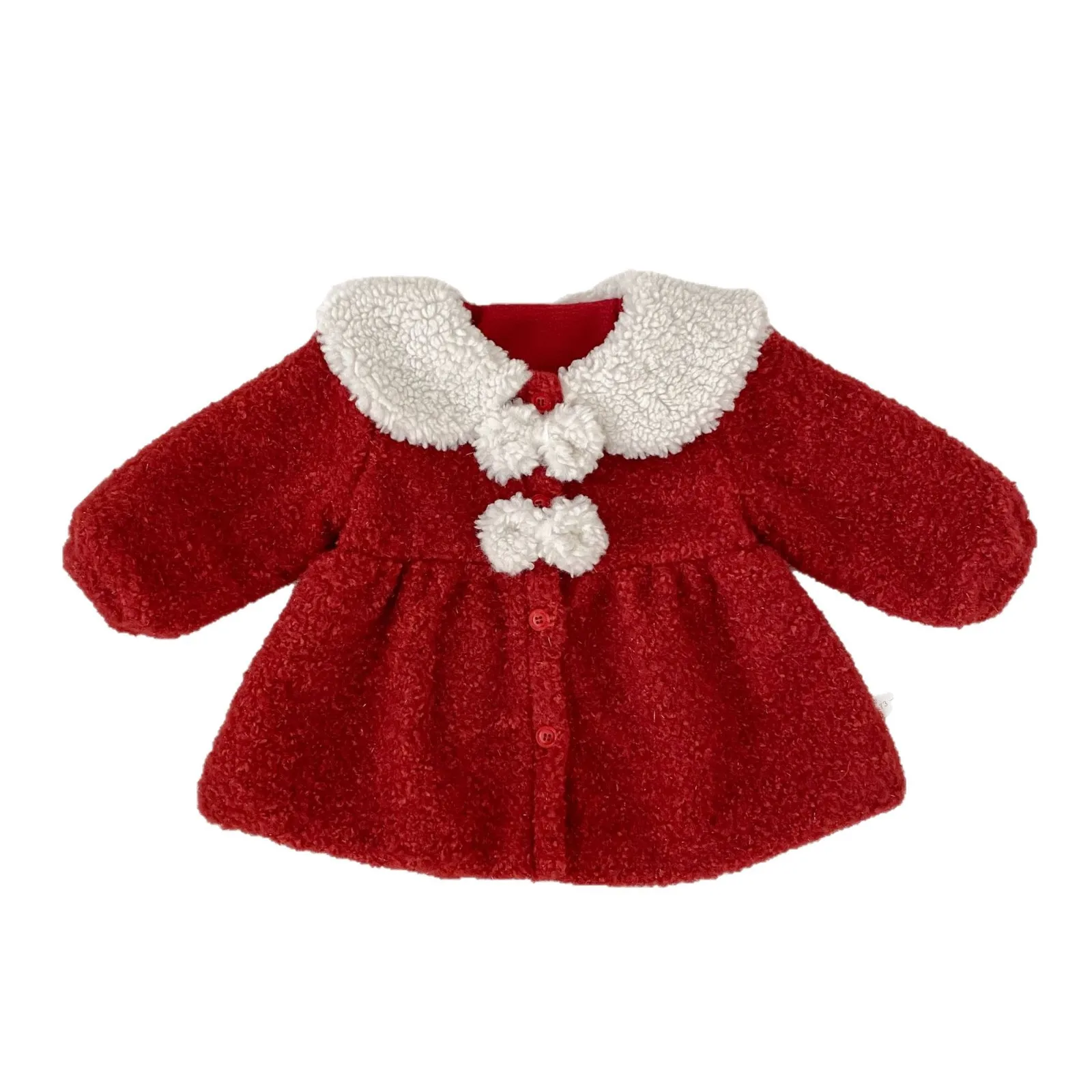 2025 شتاء جديد الأطفال طويلة الأكمام معطف دافئ زائد المخملية سميكة الفتيات لطيف القوس التلبيب مبطن سترة الاطفال القطن وسادة مبطنة