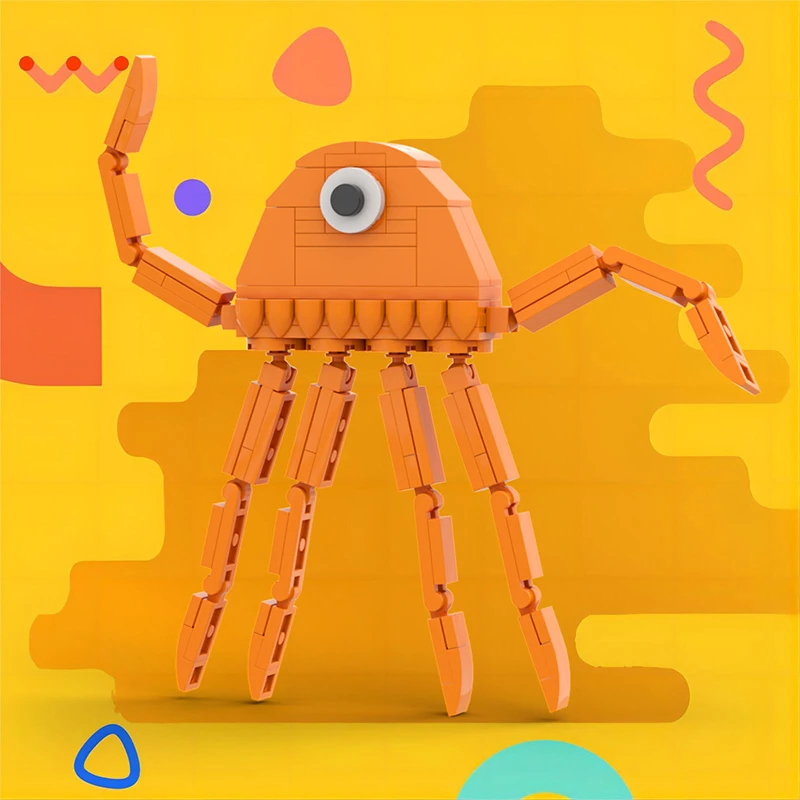 Medusa naranja modelo MOC rompecabezas completo DIY juguete creativo Halloween y regalo de Navidad