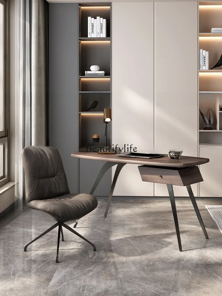 Escritorio de madera maciza minimalista de lujo ligero italiano escritorio de dormitorio minimalista moderno