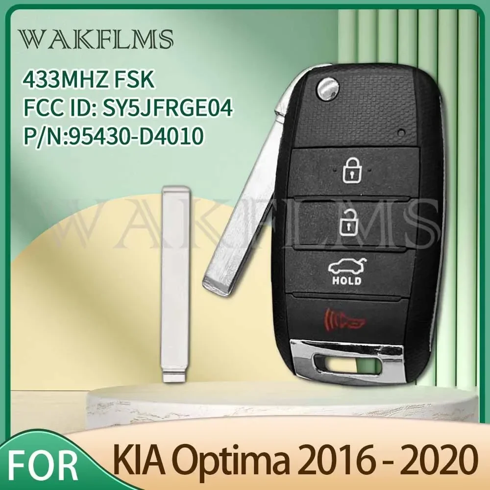 For KIA Optima 2016 2017 2018 2019 2020 Remote Car Key Fob 433MHz No Chip FCC ID:  SY5JFRGE04 95430-D4010 95430 D4010