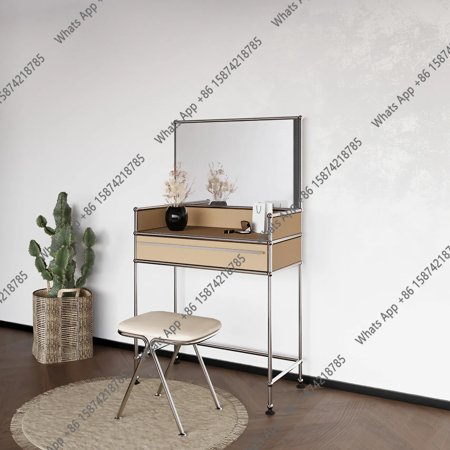 Df Dresser With Drawers Makeup Table Small Apartment Desk Integrated Bedroom Stool Module Combination With Mirror Light Luxury