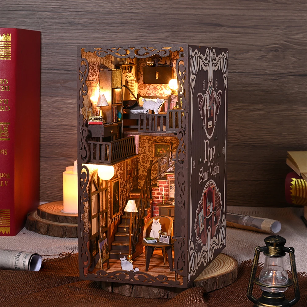 Imagem -03 - Retro Faça Você Mesmo Livro de Madeira Nook Inserir Kits em Miniatura Castelo Mágico Secreto Decoração Bookend Home Bookend Presentes Artesanais para Adultos Novo