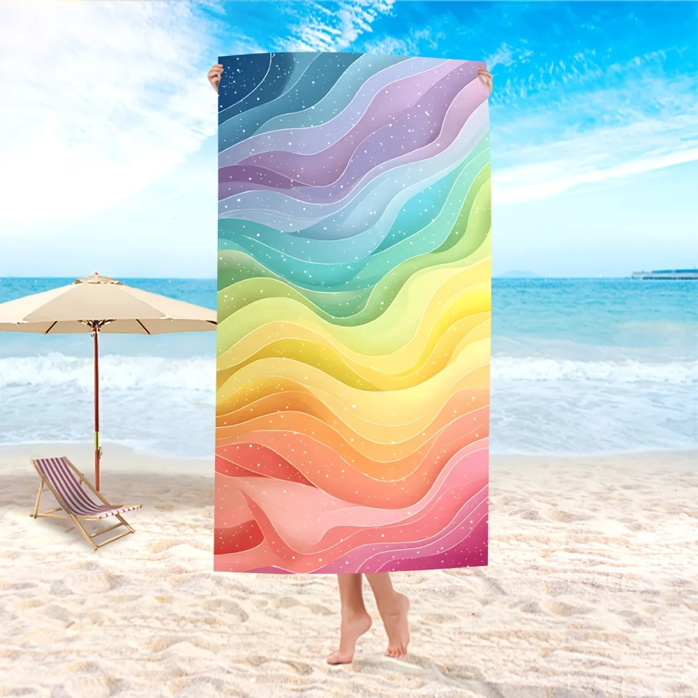 Dynamic Linear Towel Beach Pool Garden Color Block Art Print Summer Escape Decor