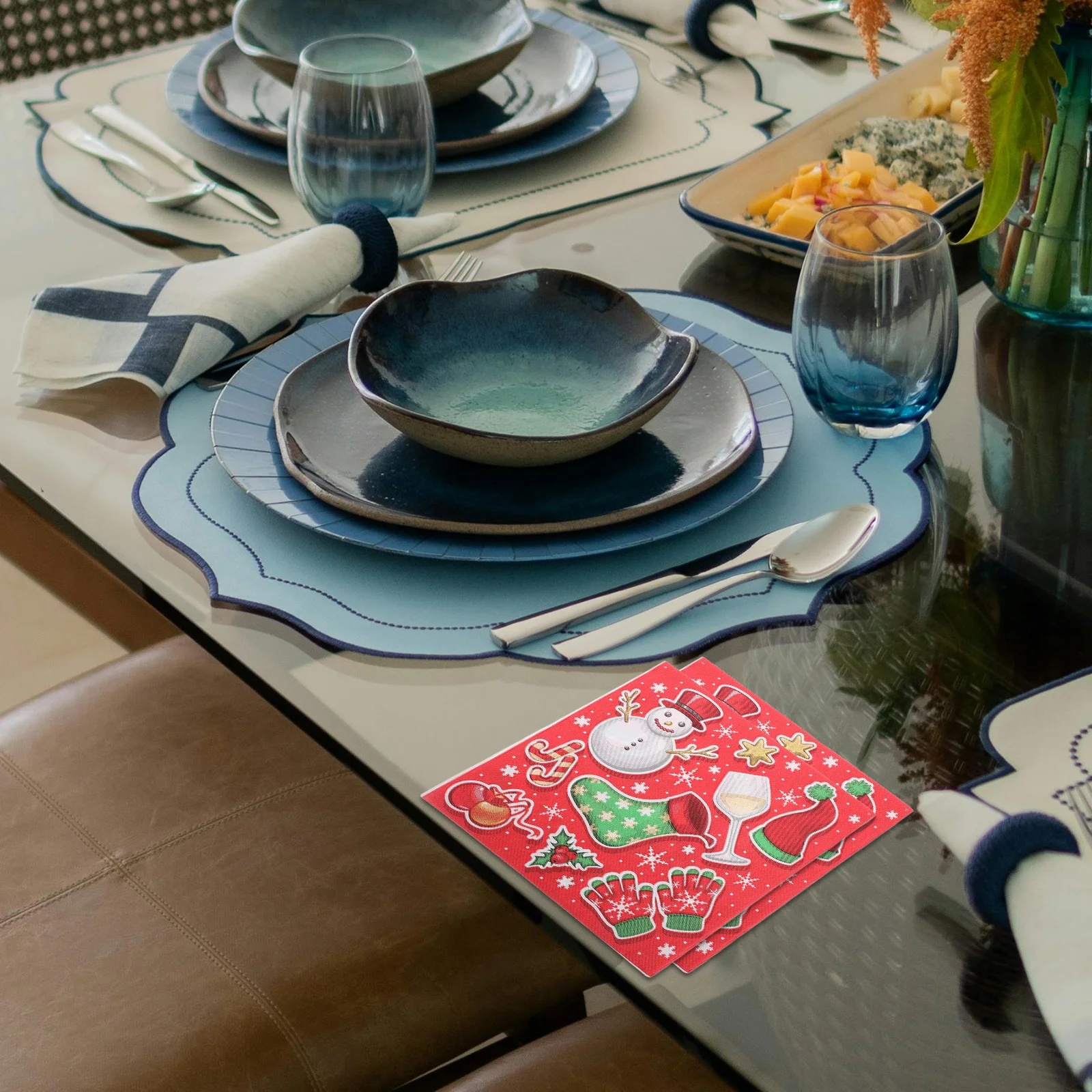 

1 Bag Printed Napkins Christmas Style Festive Disposable Party Table Decorations Xmas Dinner Napkins Kitchen Restaurant Cartoon