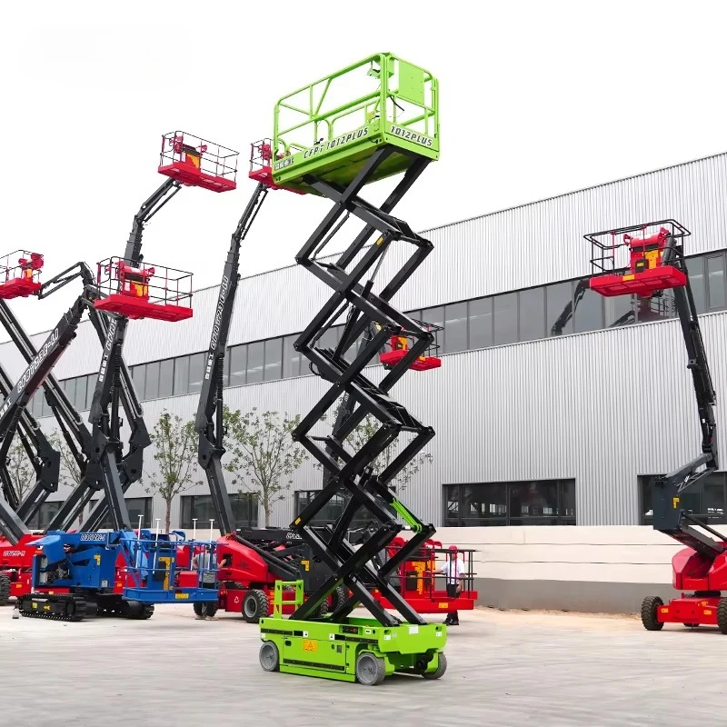 CFMG 10 متر/500 كجم محرك كهربائي عجلة متنقلة نوع مصاعد مقصية ذاتية الدفع منصة مصاعد عمل جوية مصعد مع CE ISO
