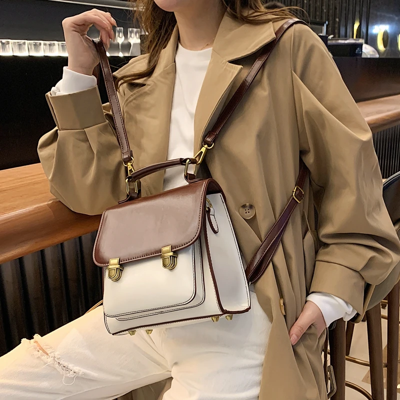 Retro Crossbody Bag 2023 New Korean Creative Buckle Adjustable Shoulder Strap Shoulder Bag Trendy Fashion Commuter Backpack Tide