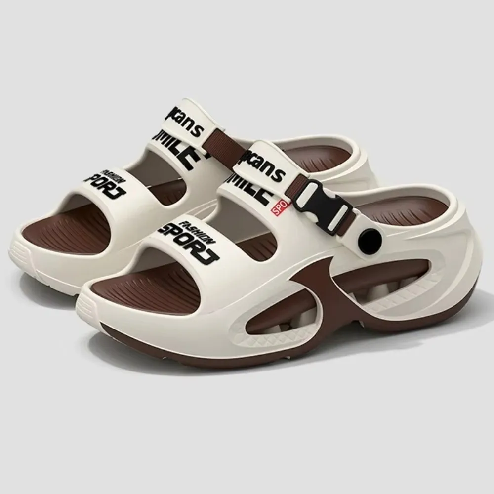 Plateau-Sandalen mit dicker Sohle, erhöhtes Design für Paare, rutschfeste Strand-Slipper, dicke Sohle für den Außenbereich, Herren-Sandalen für Männer – Detail 3