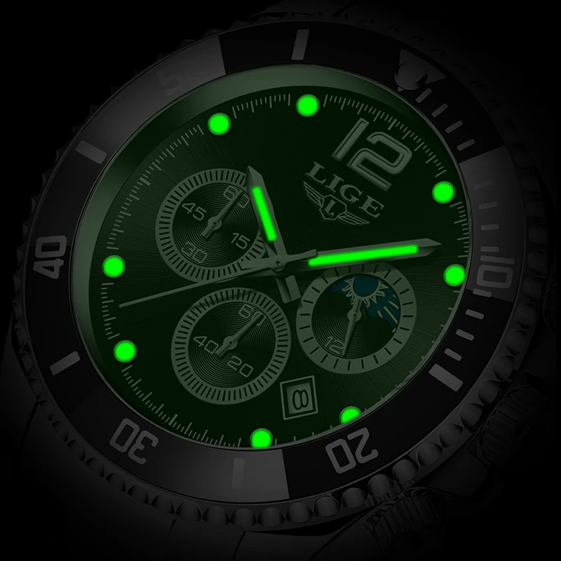 LIGE 2025 أفضل جديد كوارتز ساعة اليد موضة الأعمال ساعة رجالي مقاوم للماء ساعة مضيئة ساعات للرجال relogios masculino
