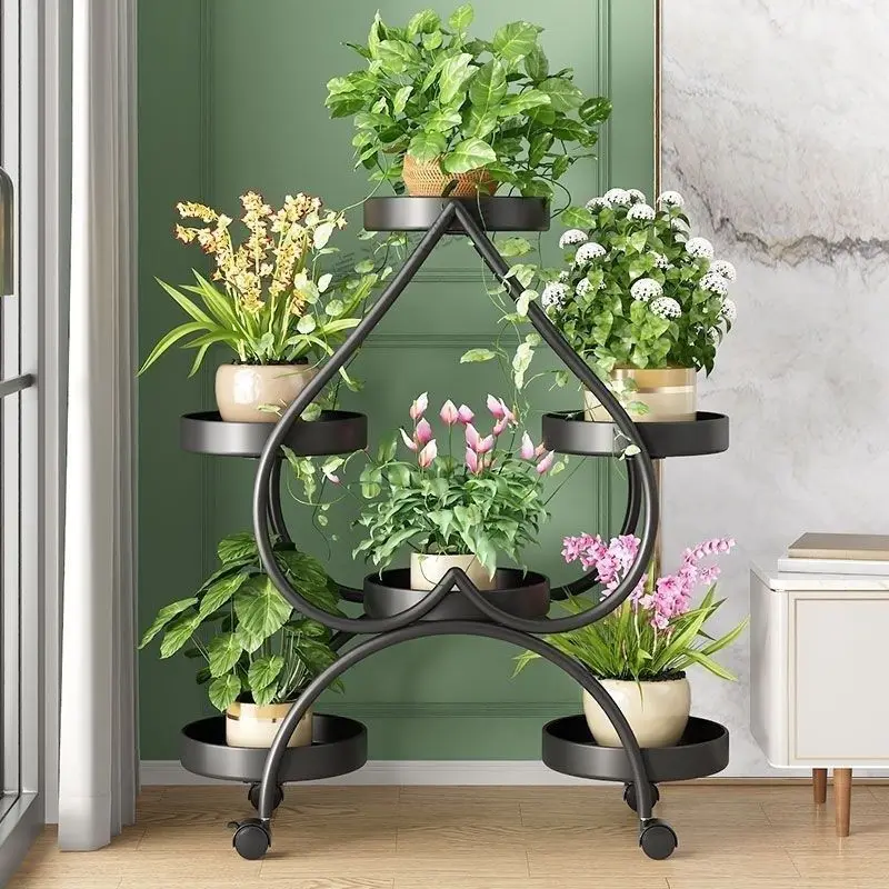 

Metal Heart Shape Plant Stand Holder, 4 Tier Iron Plant Shelf for 6 Potted Plants, Easy Assembly for Home Garden