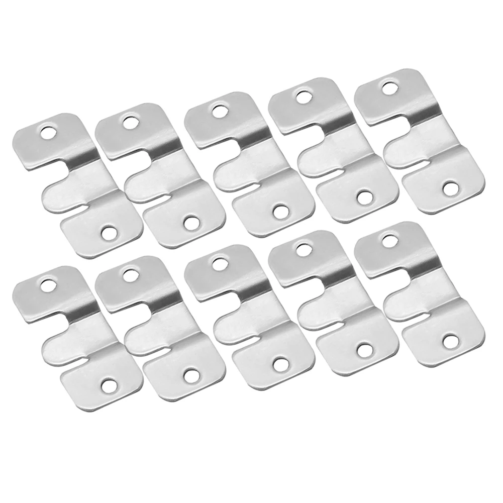 10pcs Stainless Steel Interlock Hanging Buckle Flush Mount Bracket Furniture Connector Wall Picture Frame Hanger Display Hooks