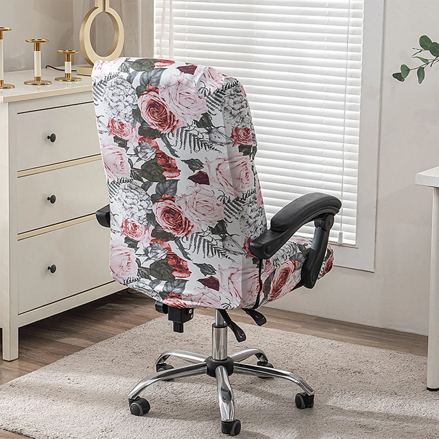 1PC Stretch Printed Computer Office Chair Covers, Soft Fit Universal Desk Rotating Chair Slipcovers, Removable Washable Anti-Dus