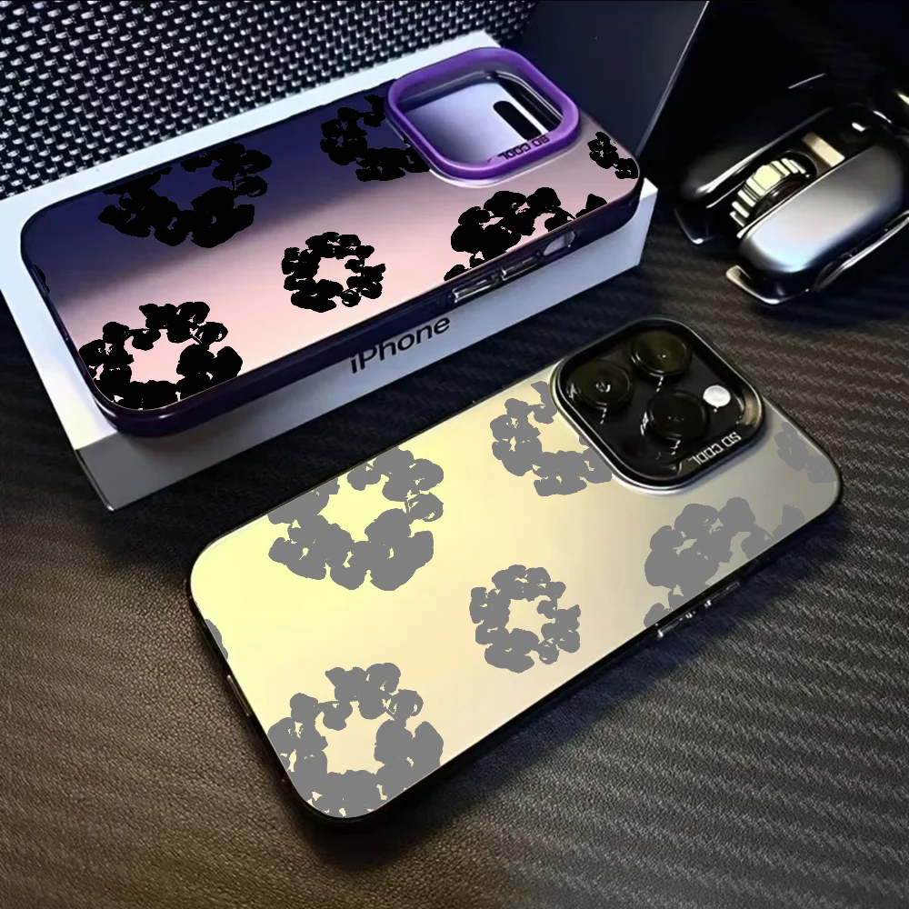 Funda de teléfono D-Denim T-Tears de lujo a la moda para iPhone 16 15 14 13 12 11 Pro Max negro púrpura mate láser metálico Aurora Funda