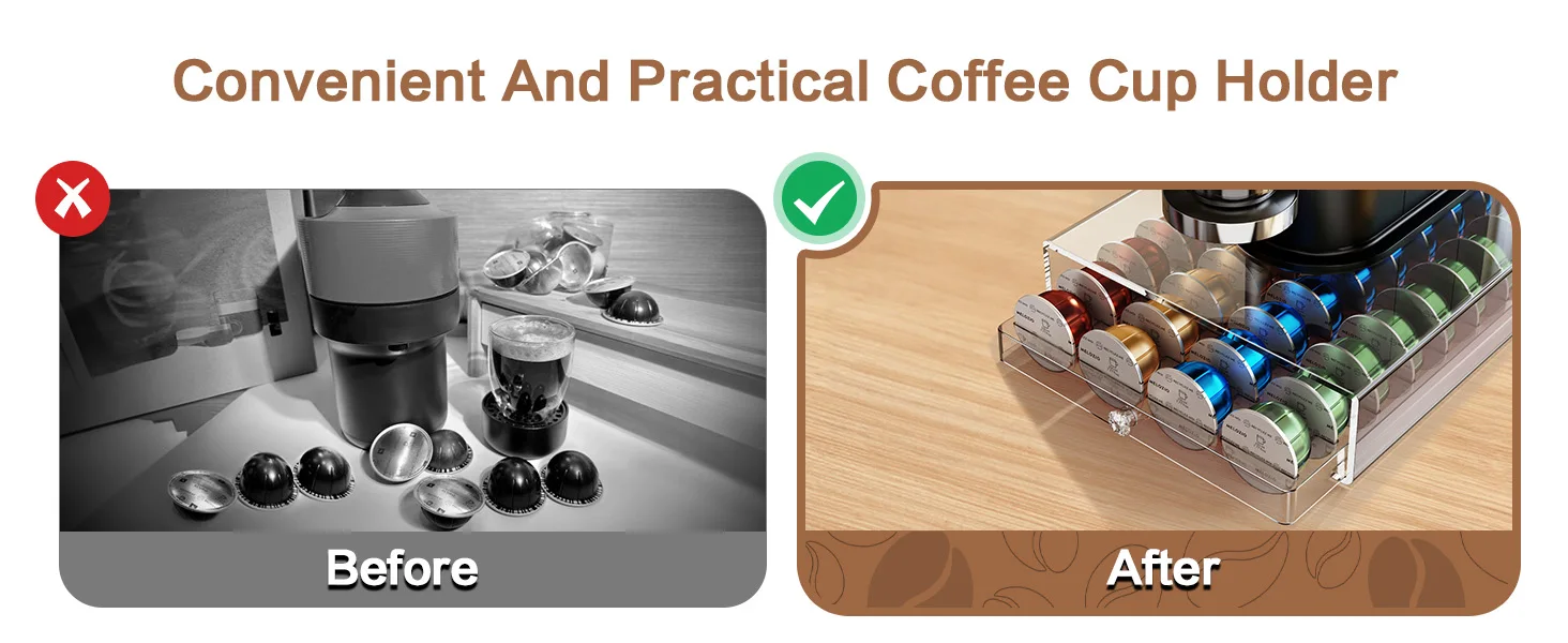 40 Stück Kaffeekapsel-Halter für Nespresso Vertuoline Dolce Verismo Vertuo Transparenter Organizer Aufbewahrungsregal für Kaffeekapseln – Detail 10