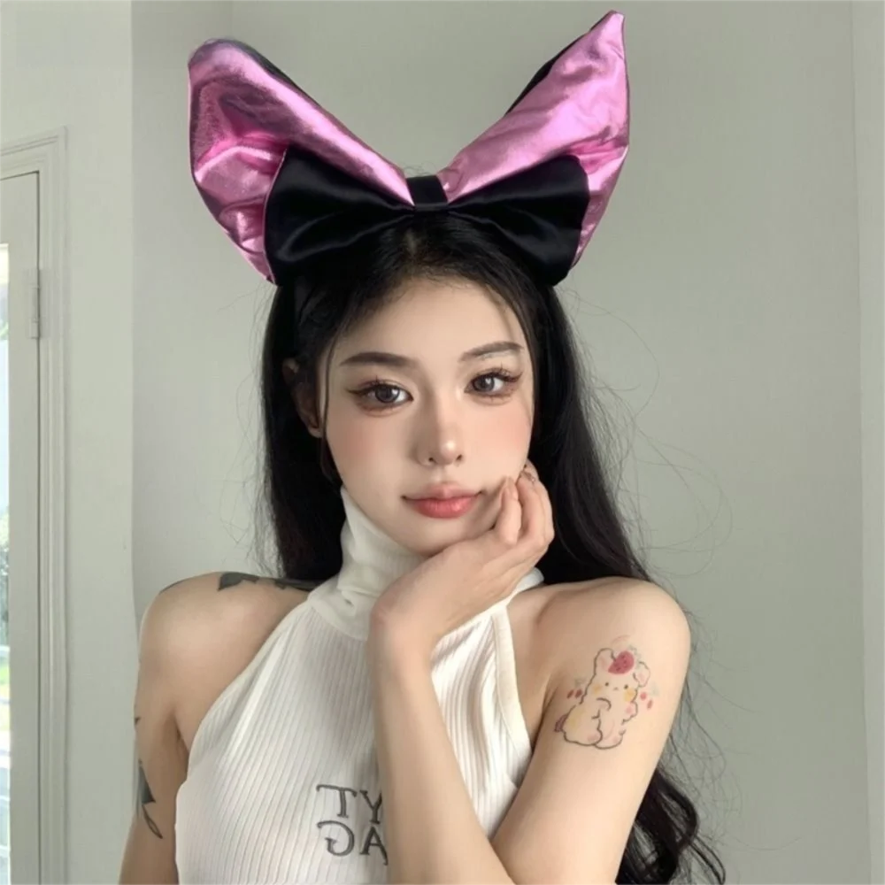 

Большая милая повязка на голову с бантом, атласная милая повязка для волос в стиле Лолиты, темпераментные аксессуары для волос, обруч для волос для косплея, повязка для волос для макияжа