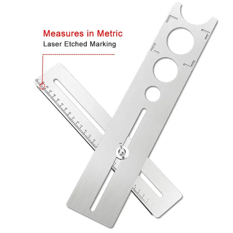 Rectangle Angle Ruler Movable Template Angle Measuring Model Tool Instrument Brick Tile Wood Corner Foldable Protractor