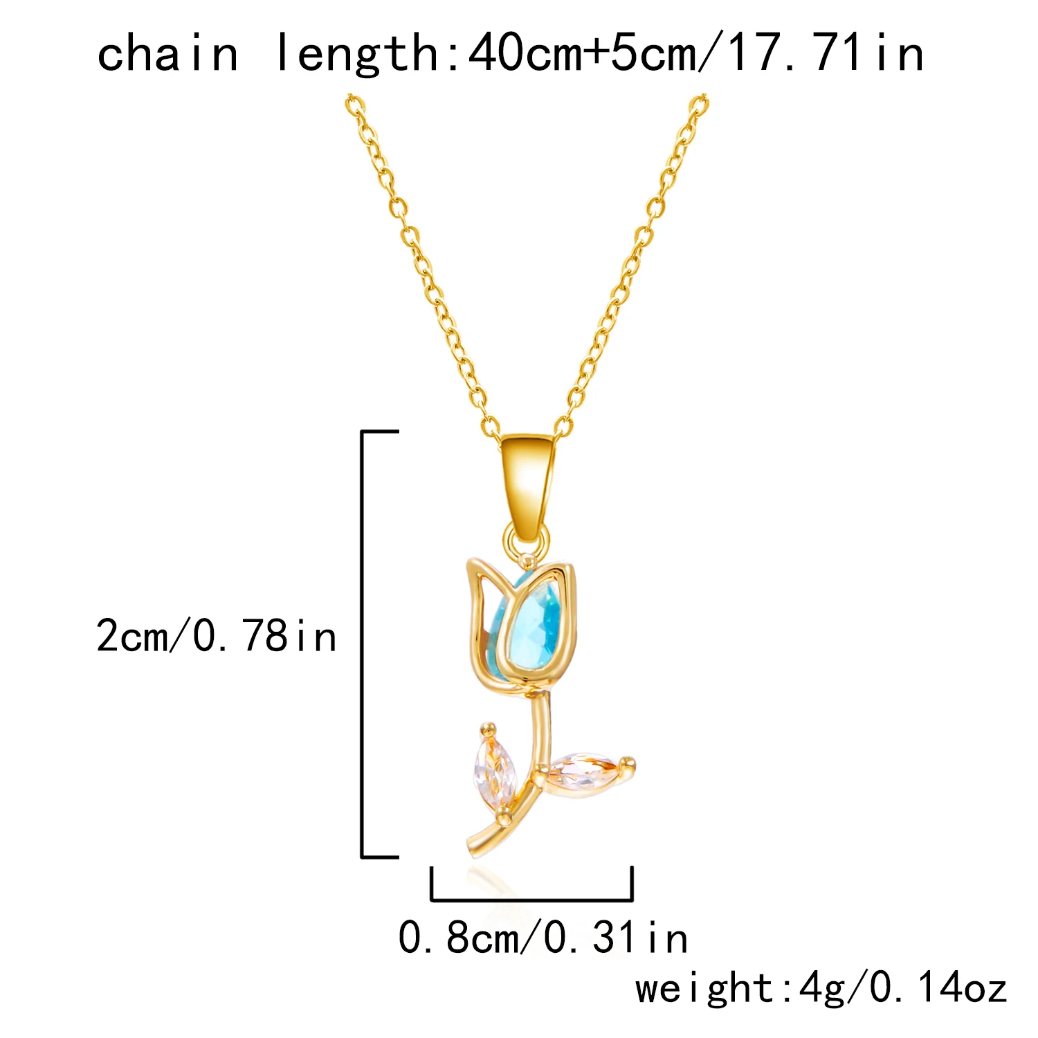 Luxuriöse Zirkon-Tulpen-Anhänger-Halskette für Damen Elegante Blumen-Schlüsselbeinkette Süße Charms Schmuck-Accessoire Geschenk – Detail 8