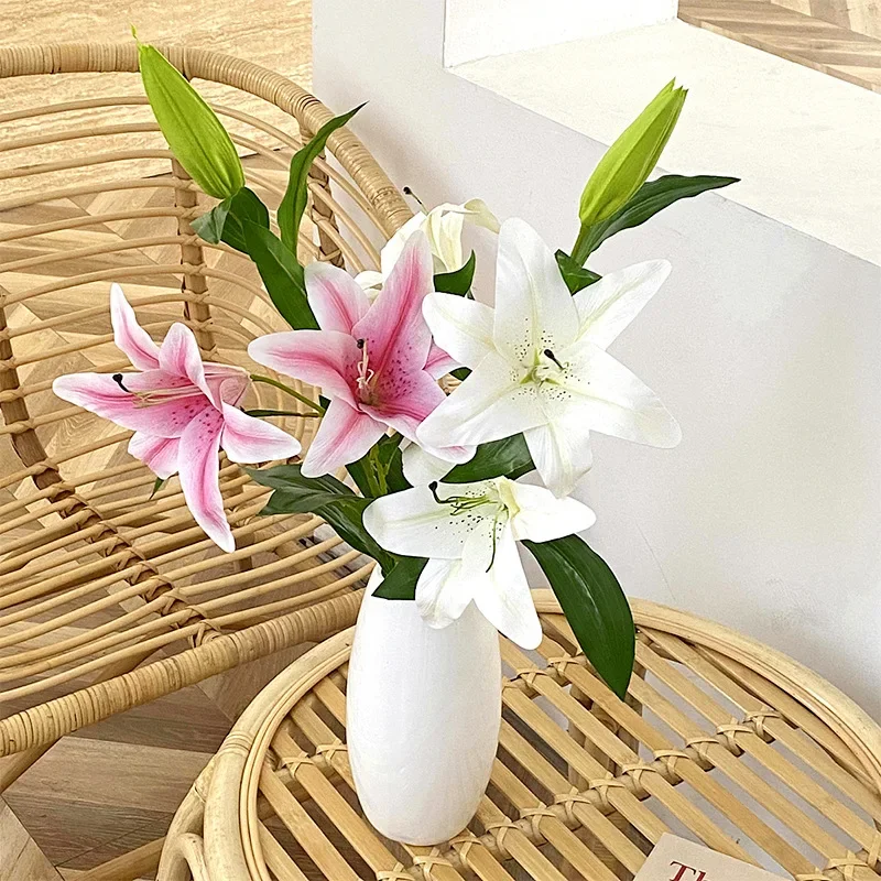 94CM Artificial Film Touch Lily Artificial Flower Home Decoration  Living Room Dining Table Decoration