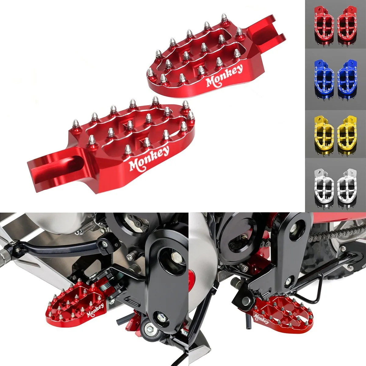 

3D Spiked Front Footrest Off-Road Foot Pegs Pedal For HONDA MONKEY 125 2018-2025 Spiked Front Footrest Off-Road Foot Pegs Pedal